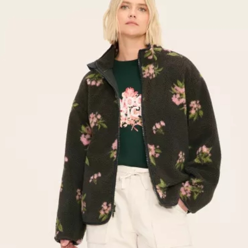 Woolrich X Target Unisex Floral Fleece Zip Jacket Extra LARGE NWT Olive Green